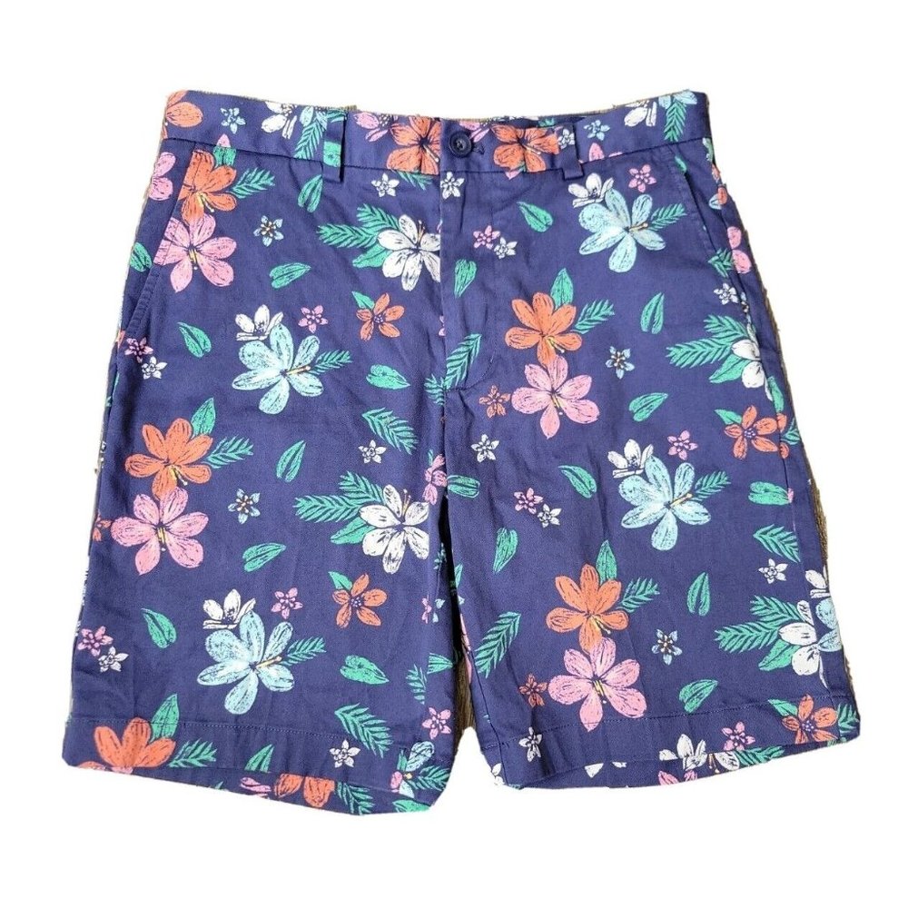 Vineyard Vines Breaker Men's 30 Navy Floral Chino Short Slit Pockets Flat Front
